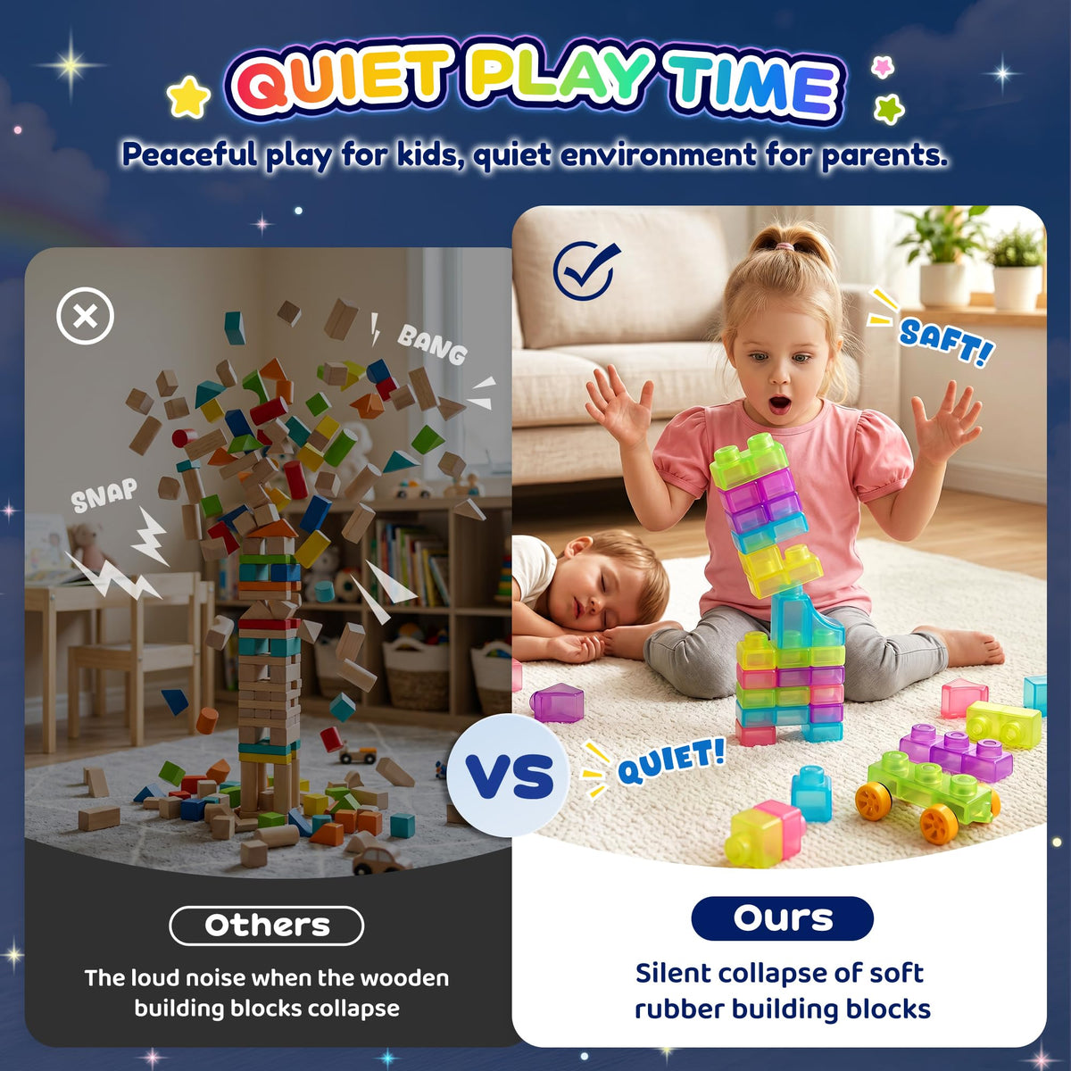 57PCS Soft Glow in The Dark Building Blocks for Toddlers, Dream City