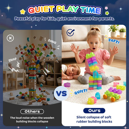 57PCS Soft Glow in The Dark Building Blocks for Toddlers, Dream City