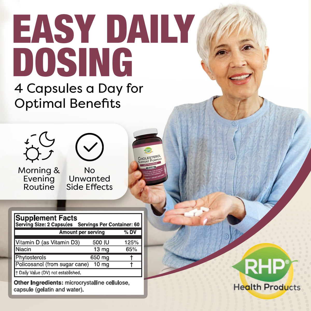 Advanced Cholesterol Health Complex with Plant Sterols. Cholesterol & Lipid Support Supplement for Healthy Heart & Cholesterol Levels for Men & Women. 120 Capsules