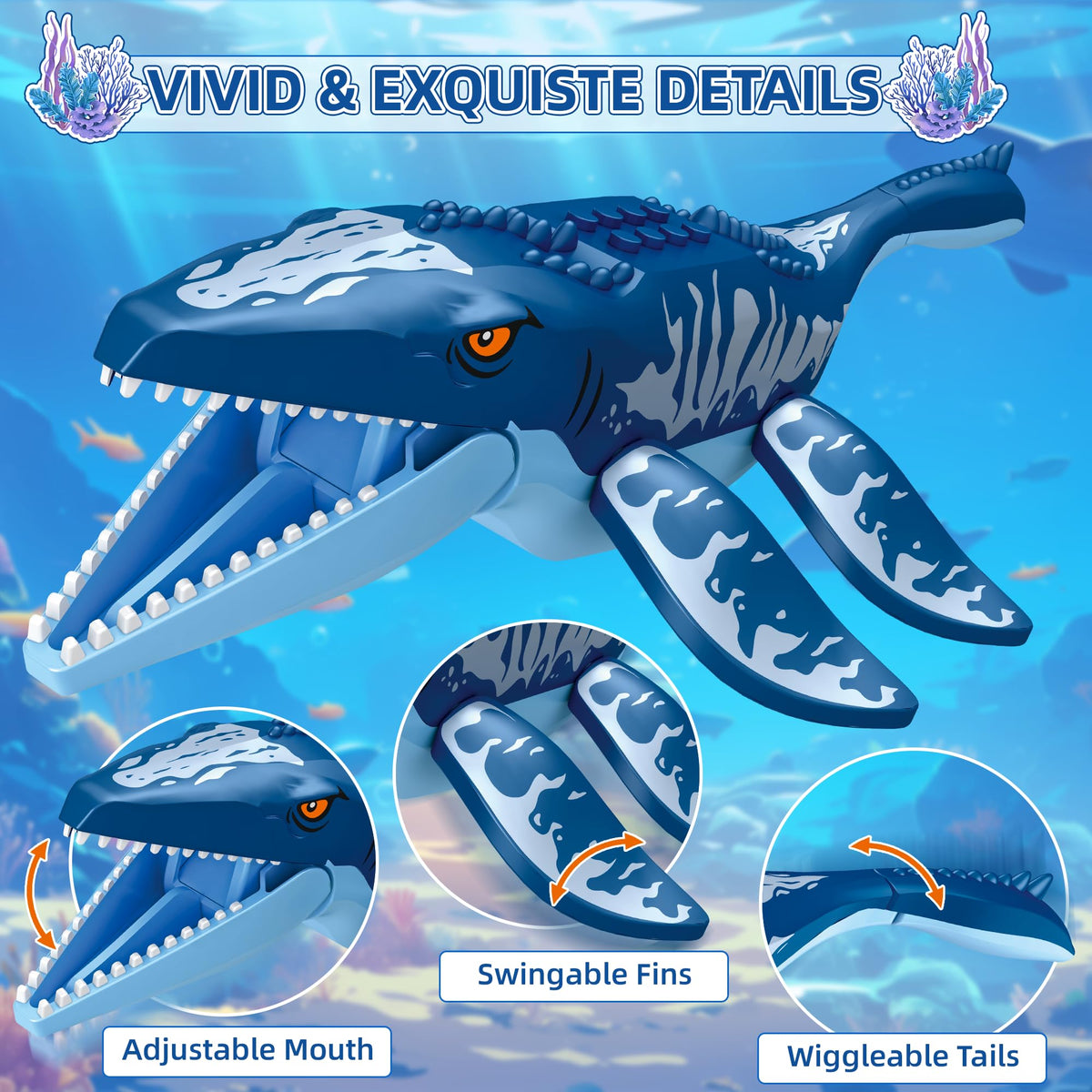 Ocean Explorer Mosasaurus Dinosaur Building Set Toys for Kids Boys Age 6-12