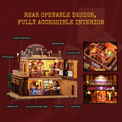 Lumibricks Western Fortune-Club-Saloon Lighting Building Set, 2782 Pcs