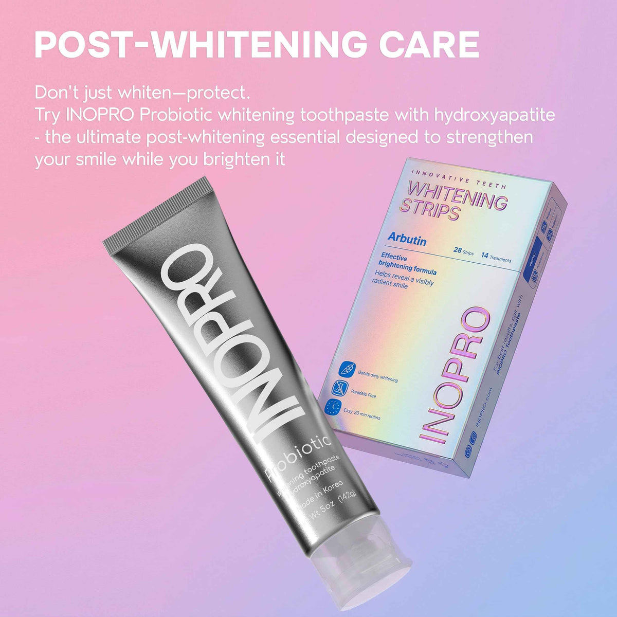InoPro Teeth Whitening Strips 14 Treatments Kit - Enamel Safe Teeth Whitener, Peroxide-Free, Green White Strips