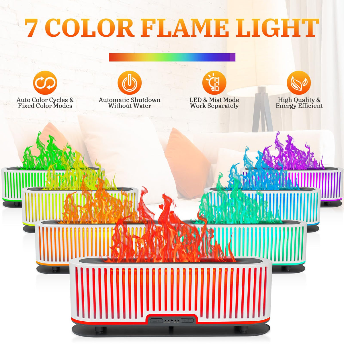 Comfynest Colorful Flame Air Aroma Diffuser Humidifier 7 Flame Colors,200ml Essential Oil