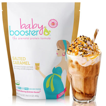 Baby Booster Prenatal Vitamin Supplement Shakes, Tahitian Vanilla and Salted Carmel
