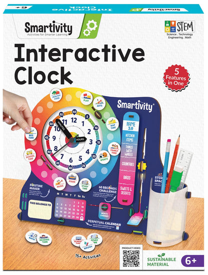 Smartivity DIY Interactive Clock with Stationary Organiser for Kids Ages 8-14 | Features an Infinity Calendar | Birthday Gift for Boys&Girls | STEM Educational Toy for 8,9,10,11,12,13,14 Years