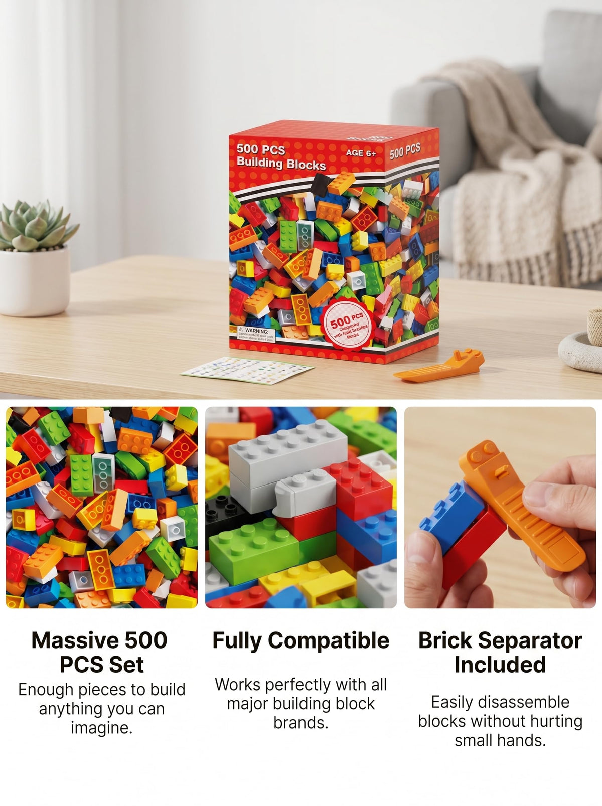 500PCS City Series Building Bricks - DIY Construction Toy for Beginners