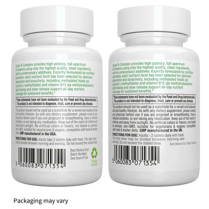 Igennus High Absorption Super B-Complex Methylated & Active B Vitamins - Sustained Release, Clean Label, Energy, Mood & Cognitive Performance, Methylfolate & Methyl B12, Lab Verified, 60 Tablets