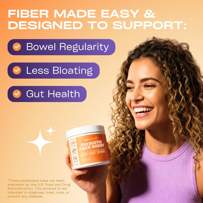 GOBIOTIX Fiber Supplement Powder with Prebiotics for Digestive Health and GLP-1 Support, Soluble Fiber for Gut Health & Debloat, Keto, Vegan, Gluten & Sugar Free, 35 Servings (1 Pack)