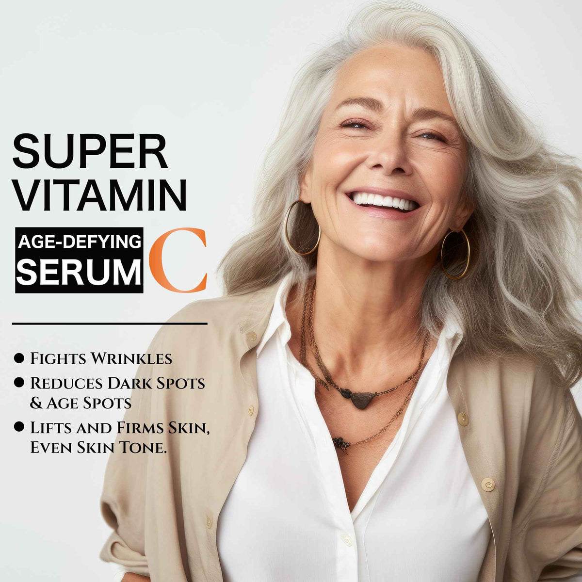 Super Vitamin C Serum for Women over 70, Rapid Anti Aging Cream, Face Lift Cream, Hydrates, Softens, Lifts and Firms, Fights Wrinkles, Advanced Super Serum C 3PCS. (90ml)