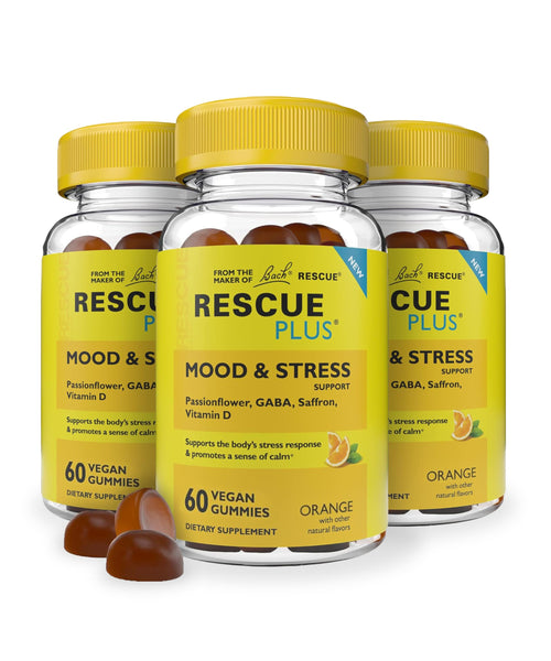 RESCUE Bach Plus Mood & Stress Support Gummies, Daytime Dietary Supplement with Passionflower