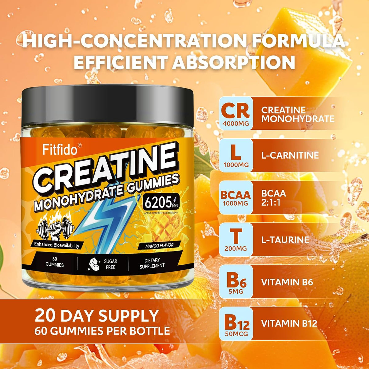 Creatine Monohydrate Gummies in Multiple Flavors - Support for Muscles, Strength & Wellbeing - Vegan, Sugar Free, 2-Pack Supplement Bundle