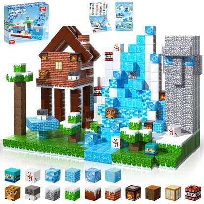 ToyUnited Magnetic Blocks - 100PCS Magnetic Building Blocks Glacier Castle, STEM Montessori Sensory Toys for Toddlers Kids Boys Girls Ages 3 4 5 6 7 8 9 10+ Holiday Birthday Gifts