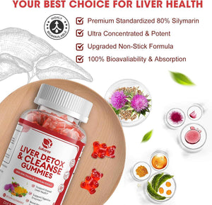 2 Pack Lukaree Liver Cleanse Detox & Repair Gummies w/Artichok & Dandelion - Sugar-Free Milk Thistle Supplement for Digestion & Immunity - Herbal Liver Health Supplement for Men & Women- Vegan, 60 Count
