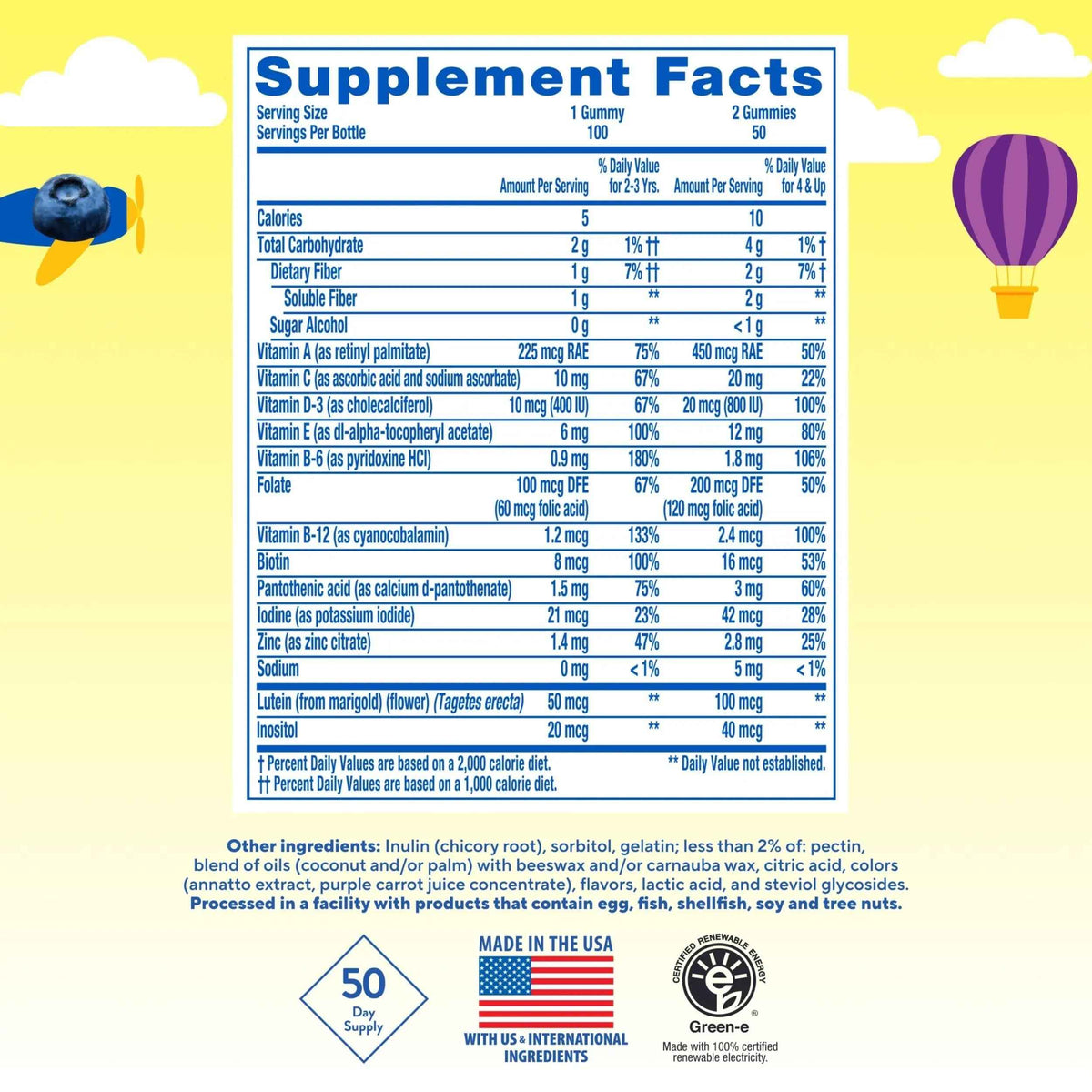 L’il Critters Gummy Vites No Sugar Added Daily Gummy Multivitamin for Ages 2+ Toddlers & Kids, Vitamin C, D3 for Immune