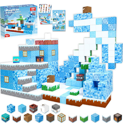 ToyUnited Magnetic Blocks - 100PCS Magnetic Building Blocks Glacier Castle, STEM Montessori Sensory Toys for Toddlers Kids Boys Girls Ages 3 4 5 6 7 8 9 10+ Holiday Birthday Gifts