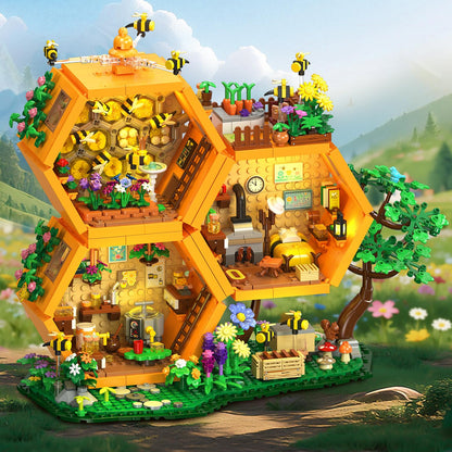 INSOON Bee Treehouse House Building Set with Lights for Adults, Farm Kit