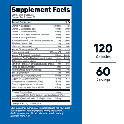 Nutricost Multivitamin with Probiotics 120 Vegetarian Capsules - Packed with Vitamins & Minerals