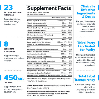 LEGION Triumph Prenatal Daily Sport Multivitamin Supplement - Vitamins and Minerals for Athletes Helps with Energy for Sports & Bodybuilding Workouts. 30 Servings