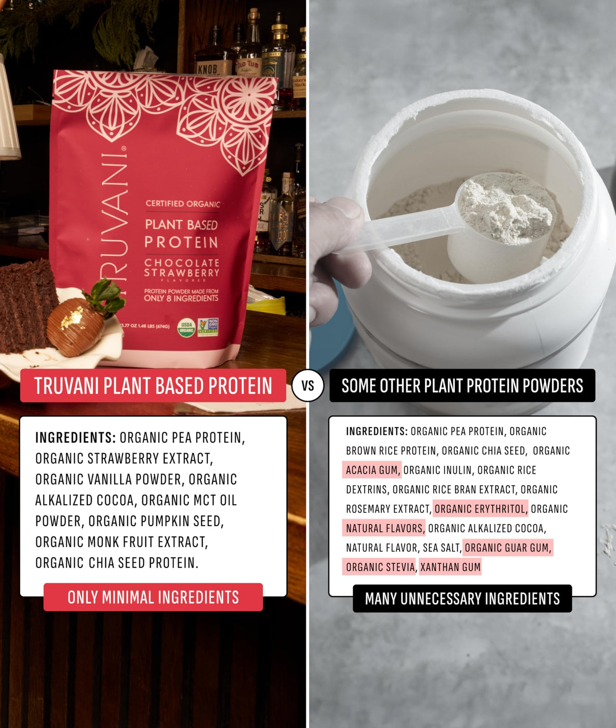 Truvani Organic Plant Based Protein Powder - Strawberry - 10 Servings - Vegan - 20g Pea Protein - Single Serving Travel Packets - Keto - Gluten & Dairy Free - Low Carb