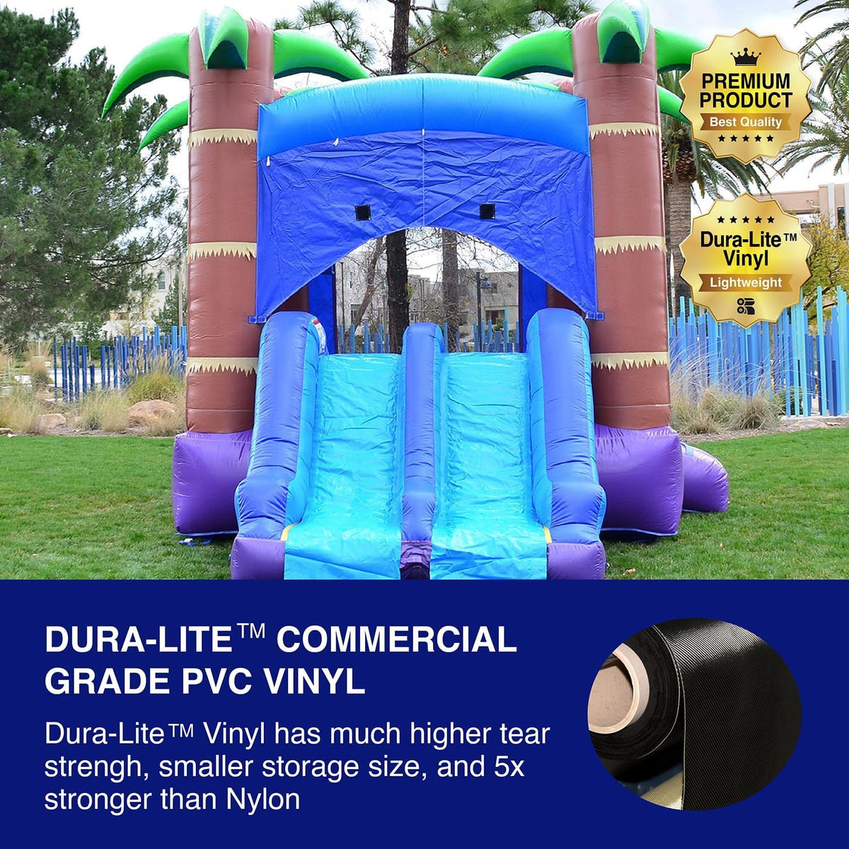 HeroKiddo 14’x18’ Enchanted Forest Inflatable Bounce House with Dual Lane Slide Combo, Built-in Basketball Hoop and Blower, 14.5' Tall Commercial PVC Jumper for Kids and Adult, Indoor & Outdoor