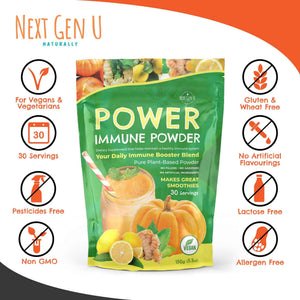 Immune Support - Supplement Powder 150g - Superfood Booster for Adults - Natural Immunity Defense - Daily Drink Mix for Women & Men - Plant Based, Vegan & Gluten Free Smoothie Boost by NextGenU