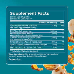 PUREHEALTH RESEARCH Joint Support NEM Eggshell Membrane with Boswellia Extract, Calcium & Turmeric, 60 Capsules PUREHEALTH RESEARCHBuy Supplements Australia