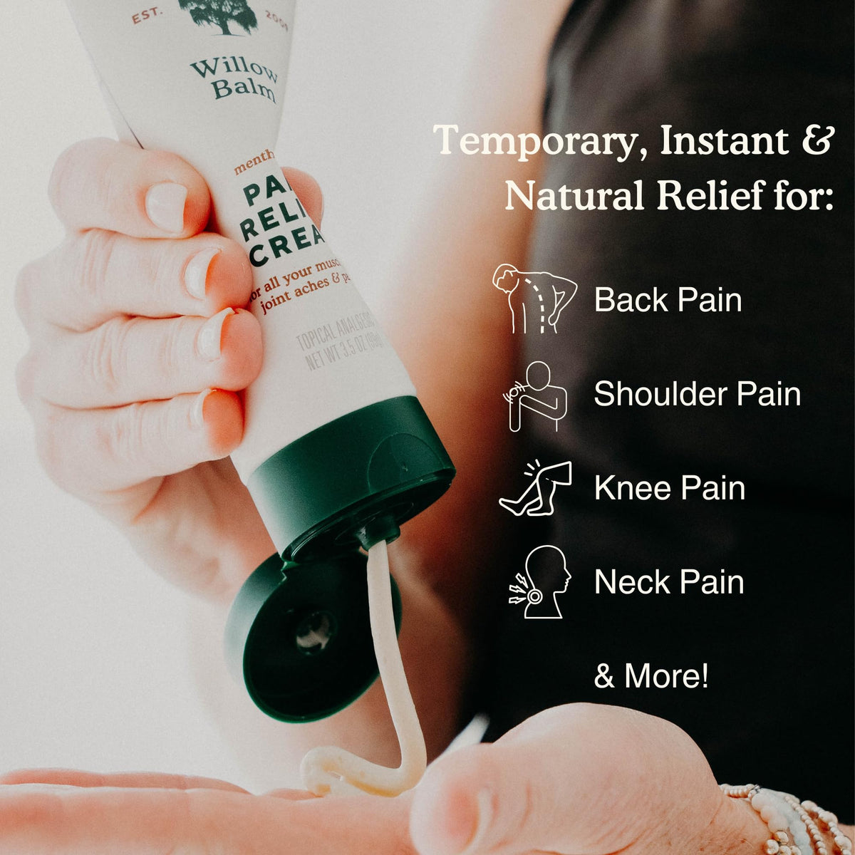Nature's Willow Willow Balm Natural Pain Relief Cream for Muscles & Joints | Fast-Acting with Willow Bark & Menthol | Free from Artificial Fragrances & Dyes | 3-Pack | 3.5 fl oz