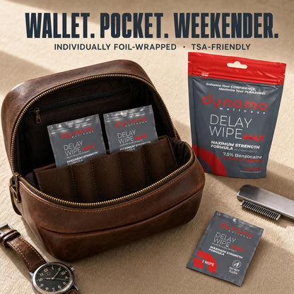 Dynamo Delay Wipes for Men, Benzocaine 7.5% Maximum Strength, 6ct