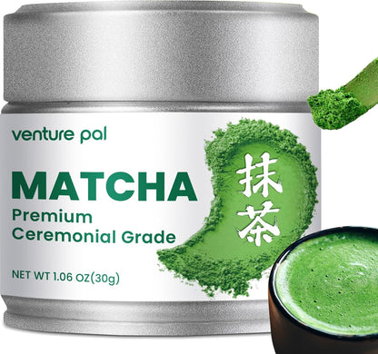 Ceremonial Grade Matcha Green Tea Powder, First Harvest, Shade Grown, 30g - 100% Pure Matcha Powder Ceremonial Grade, w/ No Additives, Unsweetened, Vegan, Gluten-Free, Smooth Flavor for Tea and Lattes