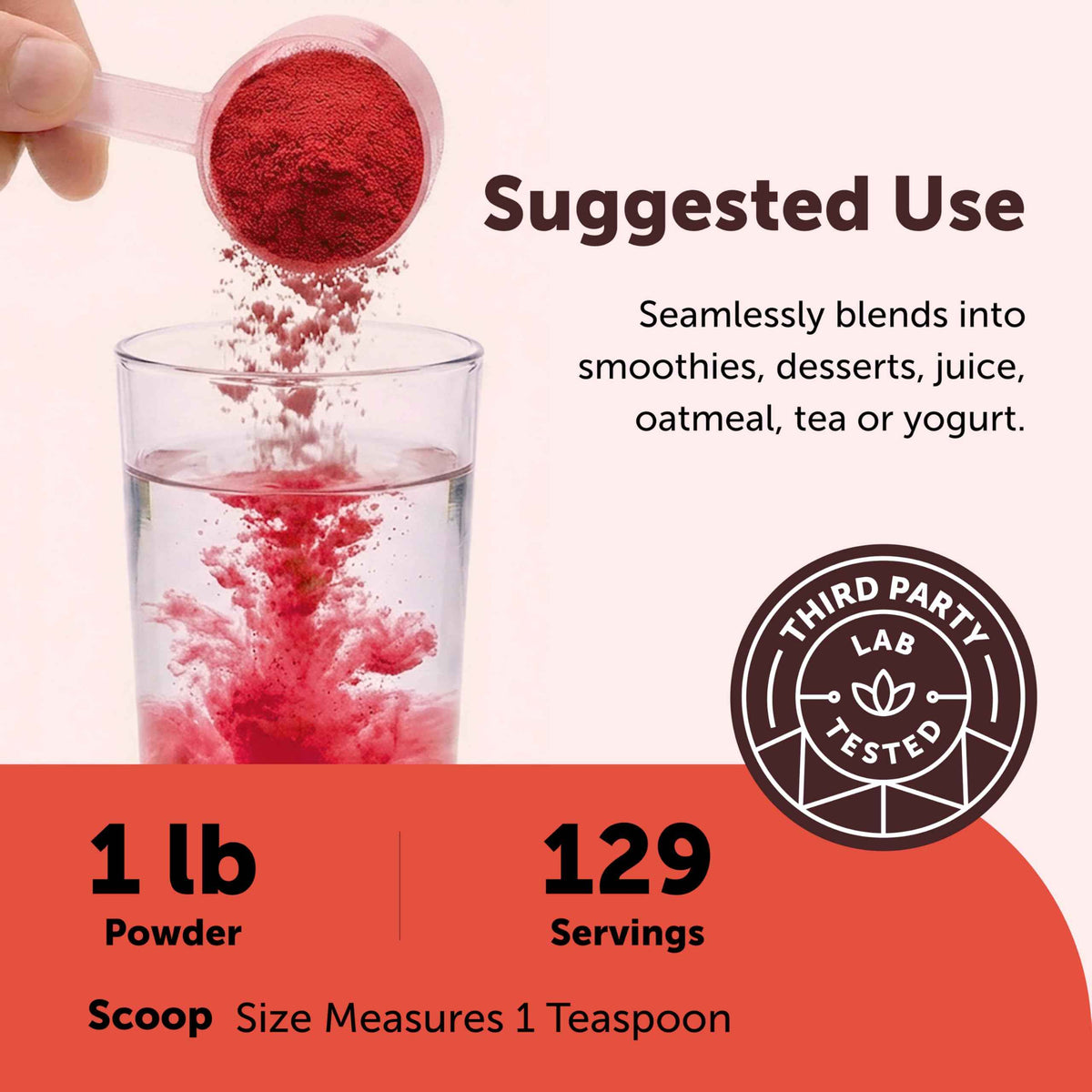 Micro Ingredients Organic Beet Root Juice Powder, 1 Pound - Water Soluble, Raw Beet Supplement - Powder Drink Mix for Smoothies & Recipes - Non-GMO, Vegan Friendly, Plant Based