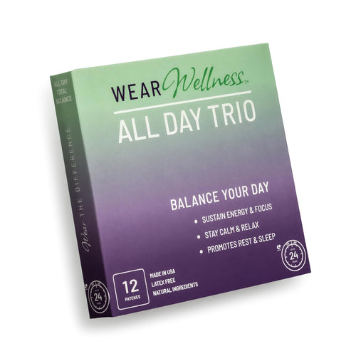Wear Wellness All Day Trio - Unwind, Drift & Clarity Film Patches - Topical Patches for Calm, Focus & Sleep Support - Long-Lasting Effect – 12 Pack