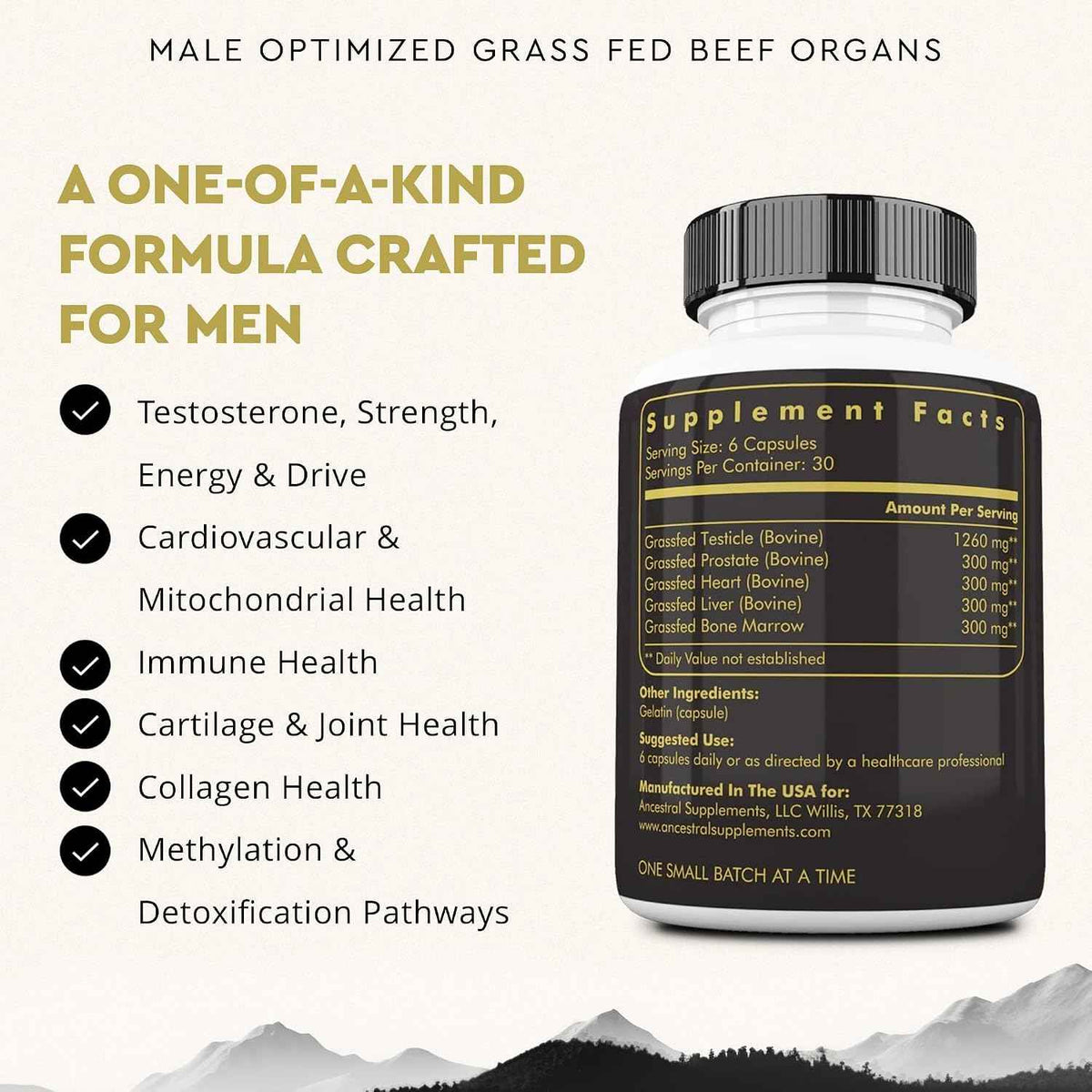 Ancestral Supplements Beef Liver & Mofo Bundle for Men - Supports Energy, Strength, Hormone Health & Vitality - Grass Fed, Pasture Raised Beef Organ Multivitamin with Targeted Nutrients