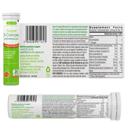 Igennus High Absorption Super B-Complex Methylated & Active B Vitamins - Sustained Release, Clean Label, Energy, Mood & Cognitive Performance, Methylfolate & Methyl B12, Lab Verified, 60 Tablets