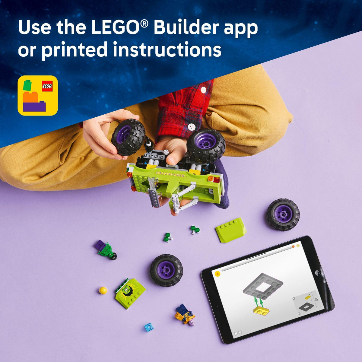 LEGO Marvel The Hulk Truck vs. Thanos - Monster Truck Building Toy for Kids 7+ - Includes Hulk & Thanos Toy Minifigures - Creative Birthday Gift Idea for Girls and Boys - 76312