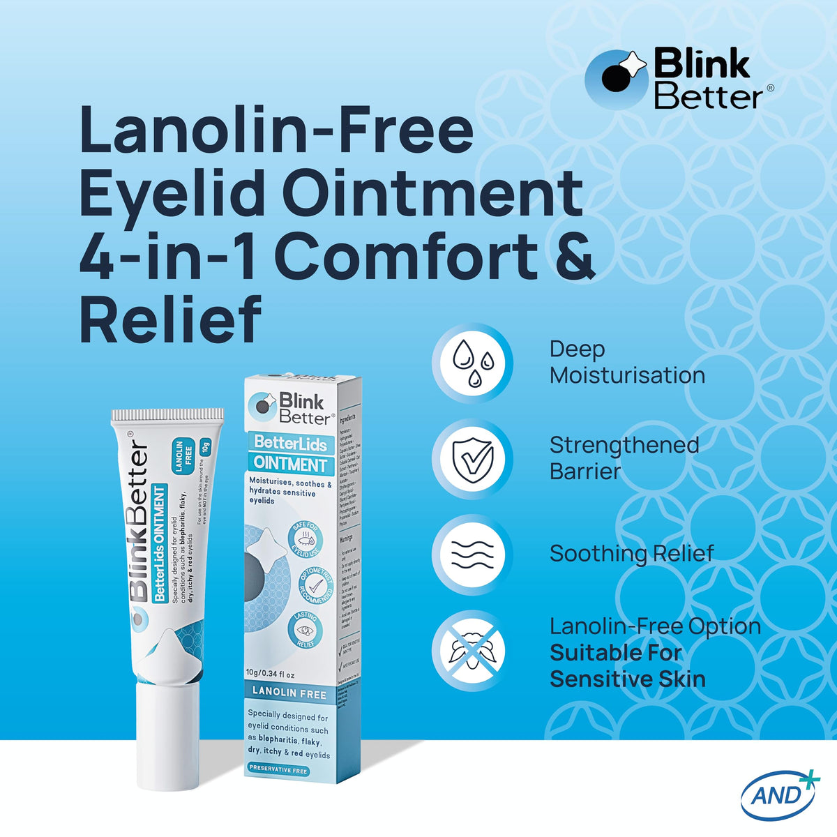 BlinkBetter Lanolin-Free Eyelid Ointment (10g) – Soothing & Hydrating Care for Dry, Itchy, Red & Flaky Eyelids