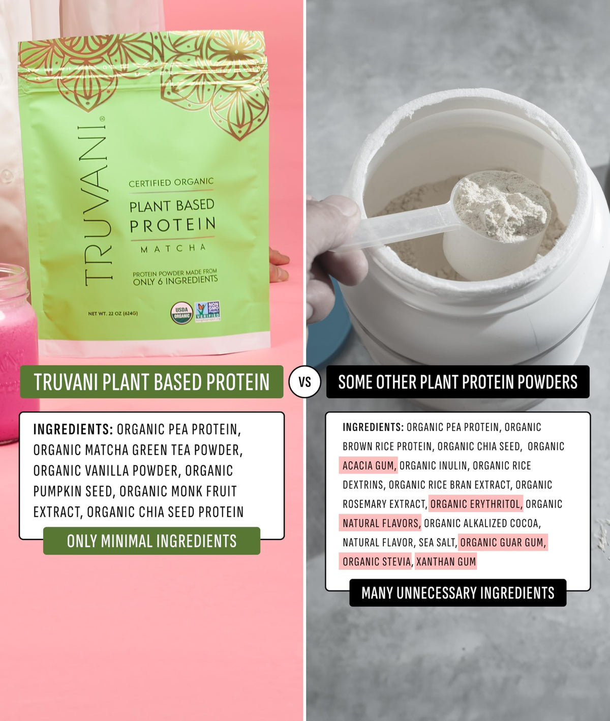 Truvani Organic Plant Based Protein Powder - Strawberry - 10 Servings - Vegan - 20g Pea Protein - Single Serving Travel Packets - Keto - Gluten & Dairy Free - Low Carb