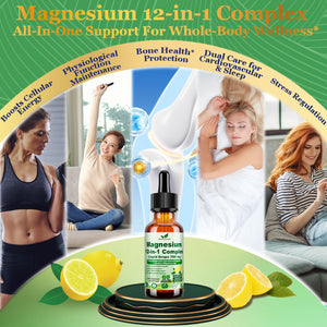 12-in-1 Magnesium Complex Liquid Drops, Chelated Magnesium Citrate Glycinate Taurate Malate Aspartate w. Ashwagandha Theanine D3 & Zinc for Relaxation Sleep Immune Health & Muscle Function丨Women Men. Vita PLynxera buy supplements Au