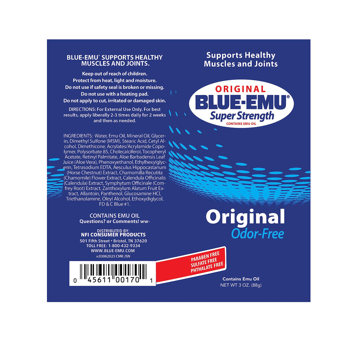 BLUE-EMU Original Super Strength Cream, Soothing Muscle & Joint Support, 3 Oz
