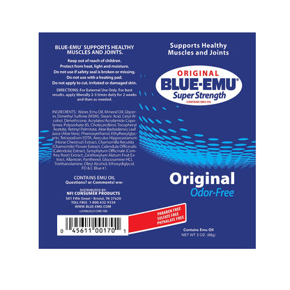 BLUE-EMU Original Super Strength Cream, Soothing Muscle & Joint Support, 3 Oz