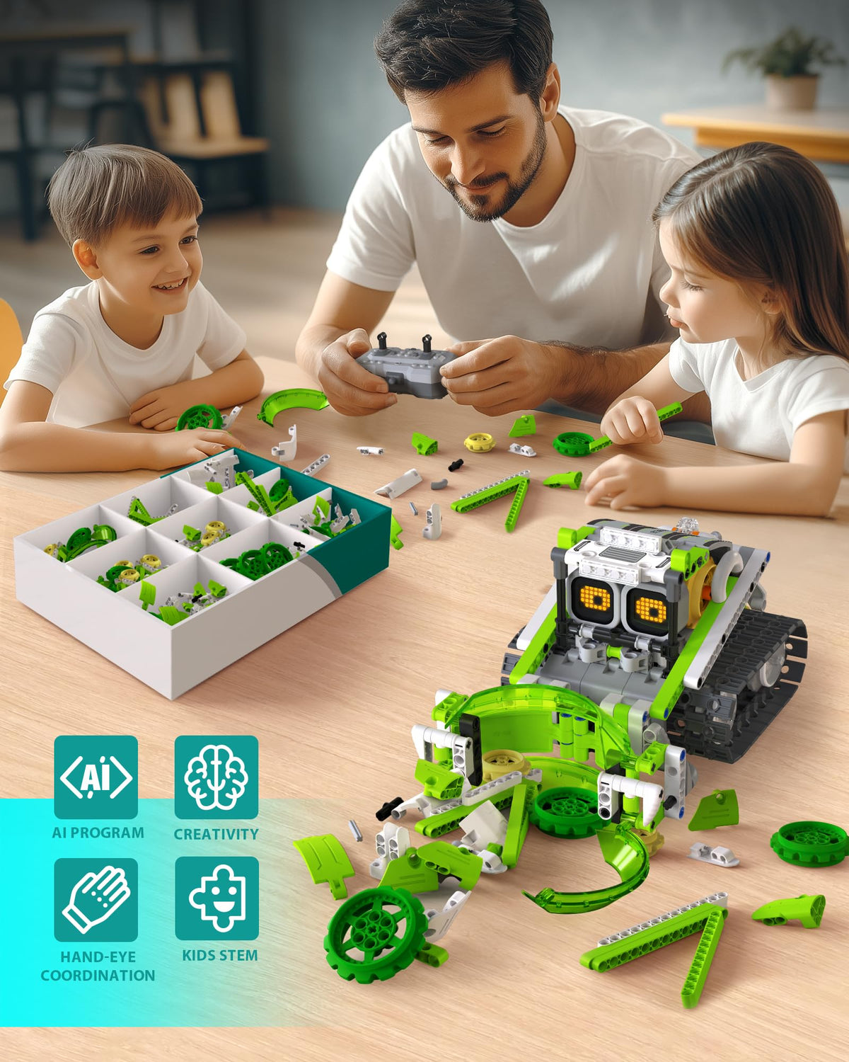 Opmind 5-in-1 STEM RC Robot Building kit, 478Pcs App Coding, Boys Age 6-12