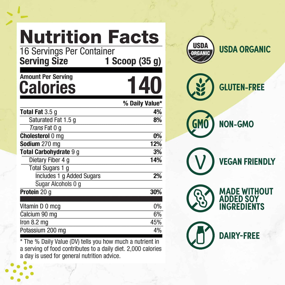 Purely Inspired Plant-Based Protein Powder for Men & Women, Rich Decadent Chocolate (16 Servings) - Vegan & Organic - 20g of Pea Protein Powder for Smoothies & Shakes