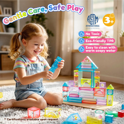 33PCS Soft Sensory Building Blocks for Toddlers, House Garden Gummy Bloc