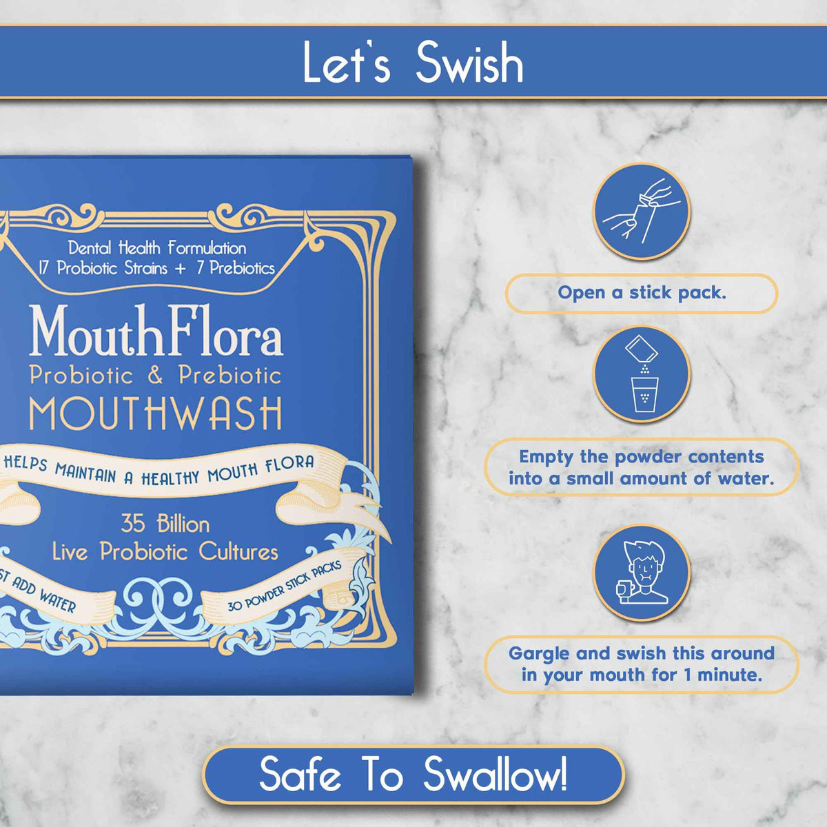 Probiotic & Prebiotic Mouthwash | Gentle Mouthwash for Sensitive & Oral Thrush-Prone Mouths | Soothing, pH Balancing