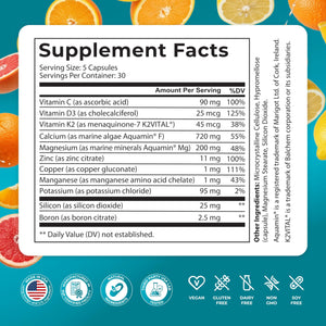 PUREHEALTH RESEARCH Bone Health Formula - for Bones, Joint & Skeletal Wellness - with Calcium, Magnesium, Zinc, Copper, Manganese, Potassium, Vitamin K2, D3, C & More for Women & Men - 150 Capsules PUREHEALTH RESEARCHBuy Supplements Australia