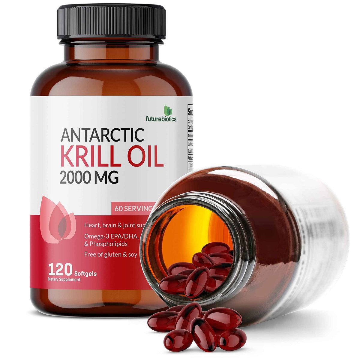 Futurebiotics Antarctic Krill Oil 2000mg with Astaxanthin, Omega-3s EPA, DHA and Phospholipids - 100% Pure Premium Krill Oil Heavy Metal Tested, Non GMO - 120 Softgels