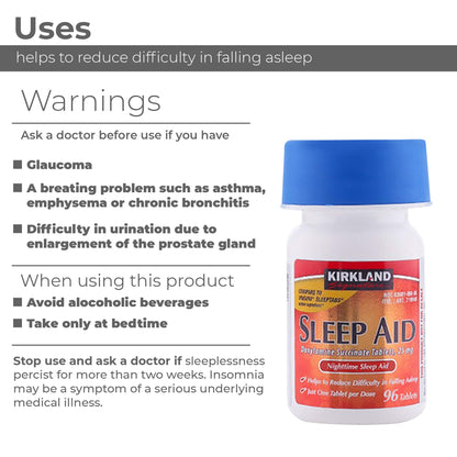 Kirkland Sleep Aid Doxylamine Succinate 25 mg 192 Tablets