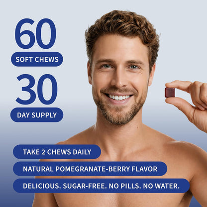 Snap Supplements Prostate Health Supplement for Men, 60 Sugar-Free Chews - Plant Sterols, Nettle Root & Reishi Mushroom - Supports Prostate and Urinary Wellness, Pomegranate-Berry Flavor, Vegan