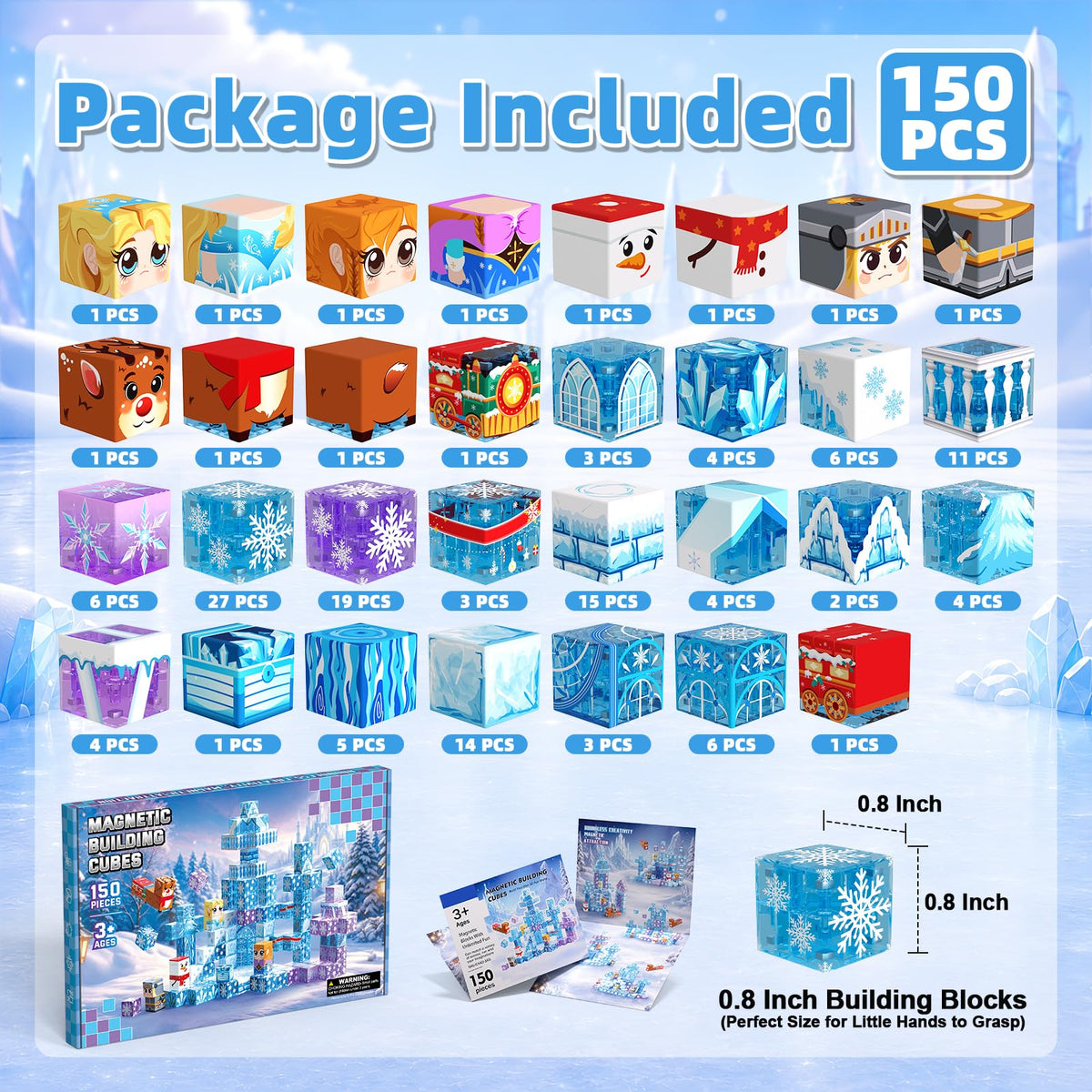 150PCS Magnetic Blocks, STEM Building Cubes Toys Birthday Gifts for Girls