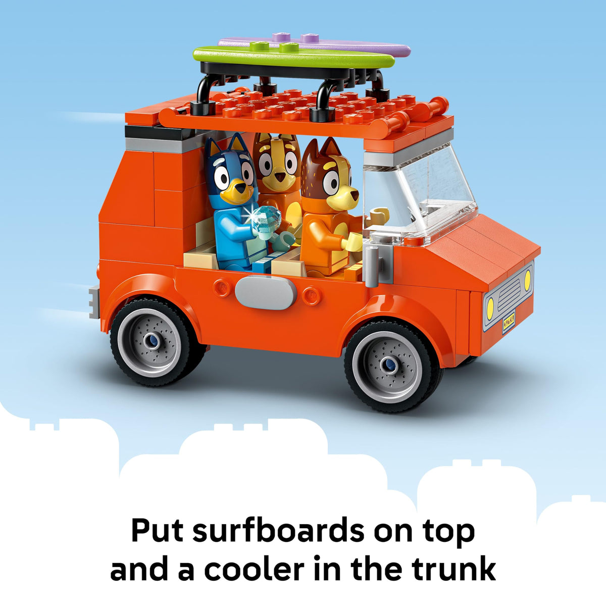 LEGO Bluey: Bluey’s Beach & Family Car Trip - Toddler Learning Toy for Kids 4+ - Includes Bluey, Bingo, and Mum Minifigures - Birthday Gift for Boys and Girls, Ages 4+ - 11202