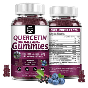 (2 Pack) Quercetin Gummies - Quercetin with Bromelain 2378mg - Blend with Elderberry, Echinacea Purpurea Extract, Zinc, Vitamin C,D3,K2, Complex Supports Immune, Cardiovascular & Respiratory Function